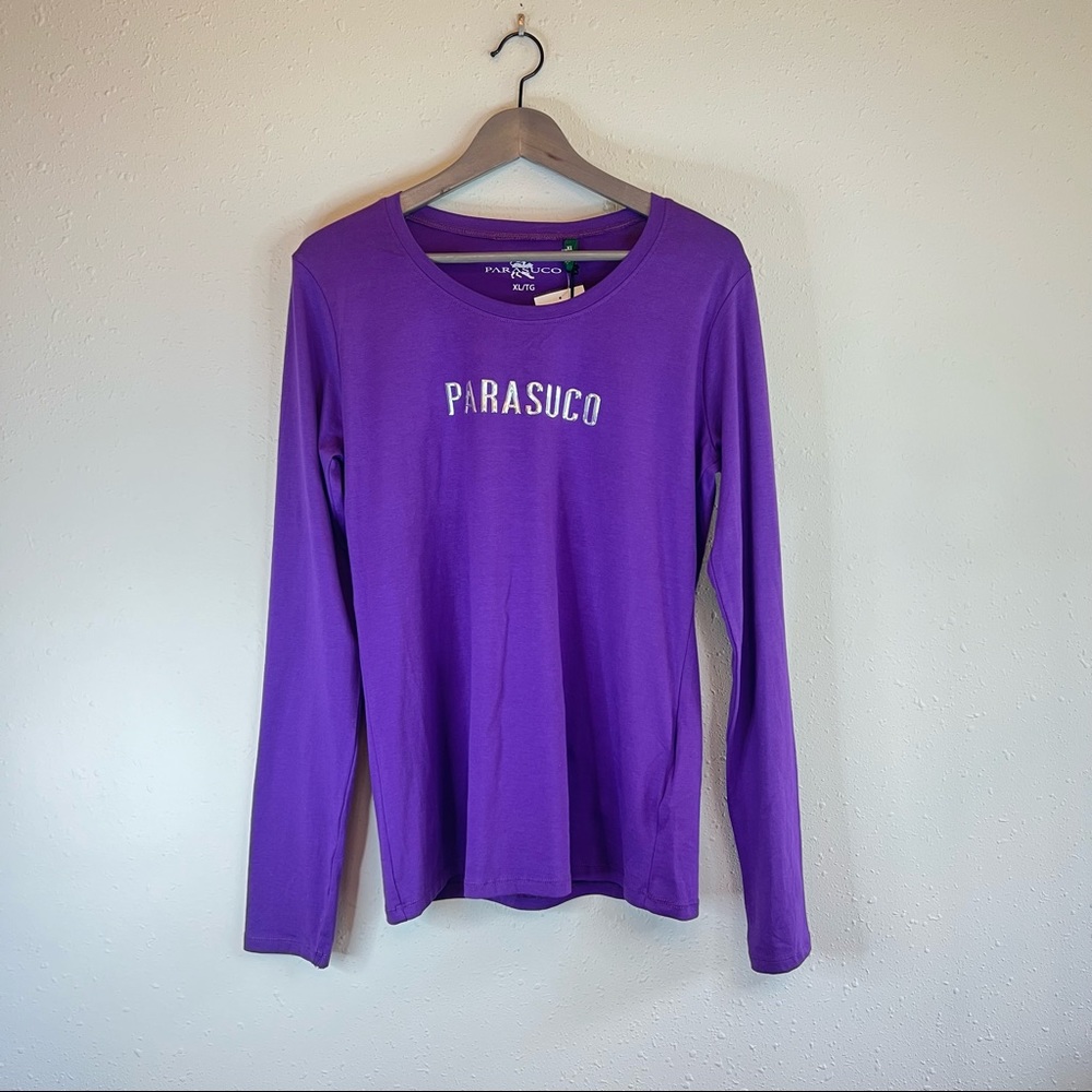 Parasuco Women’s Logo Purple Long Sleeve Tee Size XL NWT